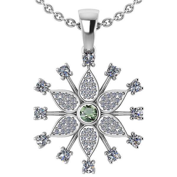 Certified 0.71 Ctw Green Amethyst And Diamond Platinum