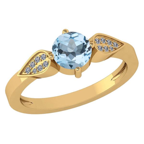 Certified 1.12 Ctw Aquamarine And Diamond 14k Yellow Go