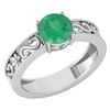 Image 1 : Certified 1.25 Ctw Emerald Solitaire Ring with Filigree