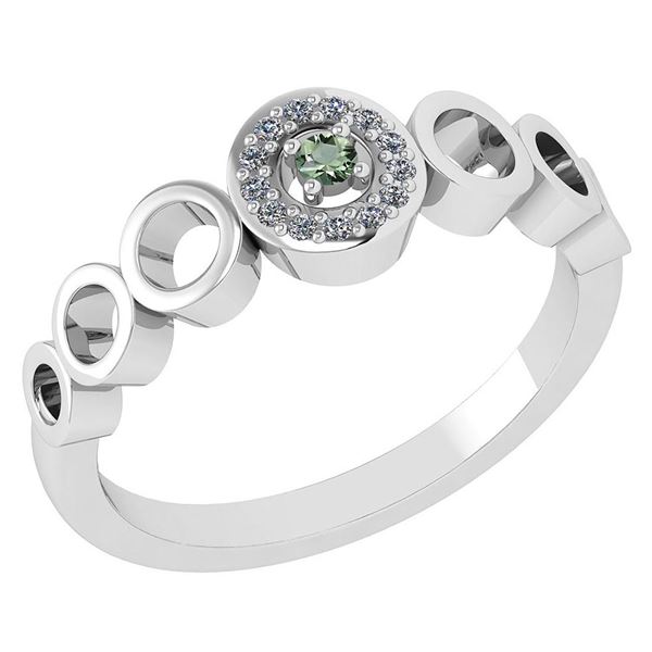 Certified 0.09 Ctw Green Amethyst And Diamond 14k White