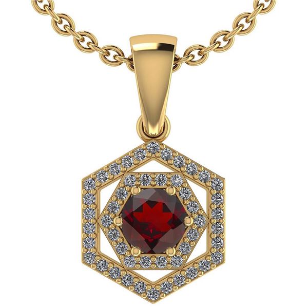 Certified 0.69 Ctw Garnet And Diamond 18K Yellow Gold H