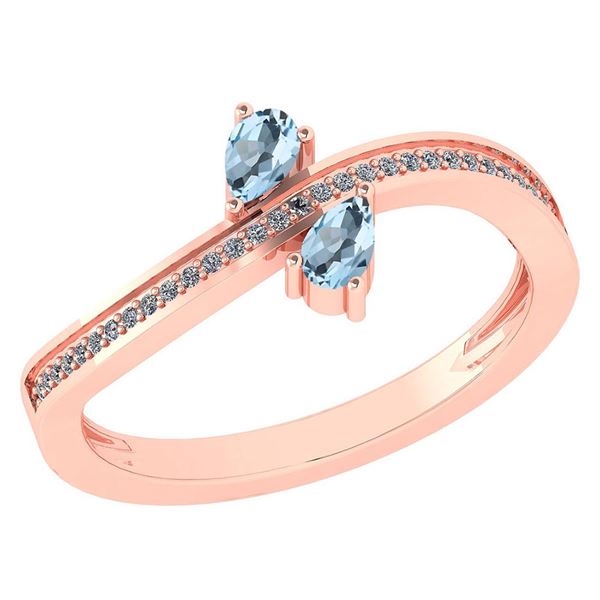 Certified 0.50 Ctw Aquamarine And Diamond 18K Rose Gold