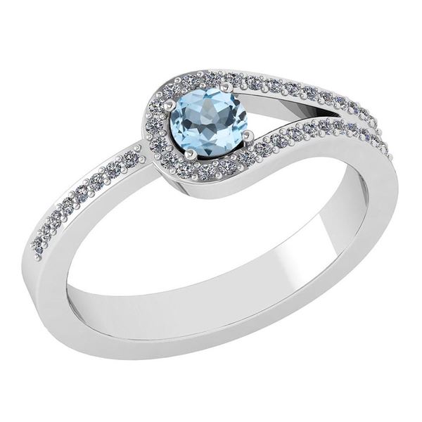 Certified 1.30 Ctw Aquamarine And Diamond 14k White Gol