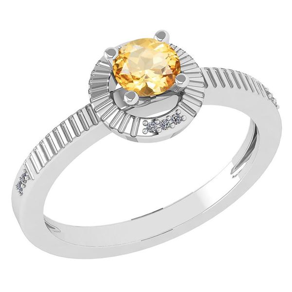 Certified 0.37 CTW Citrine And Diamond 14k White Gold H