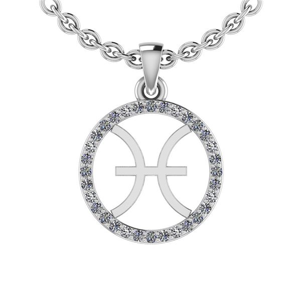 Certified 0.14 Ctw SI2/I1 Diamond 14K White Gold Zodiac
