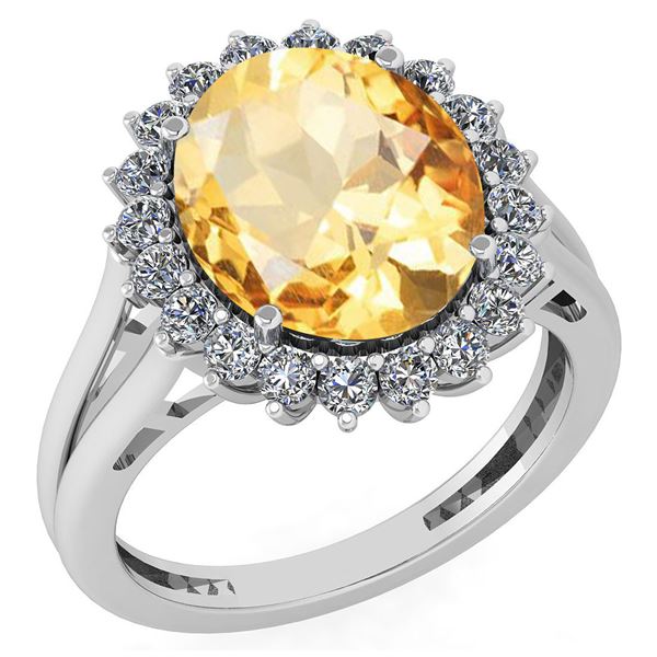 Certified 5.65 Ctw Citrine And Diamond VS/SI1 Halo Ring
