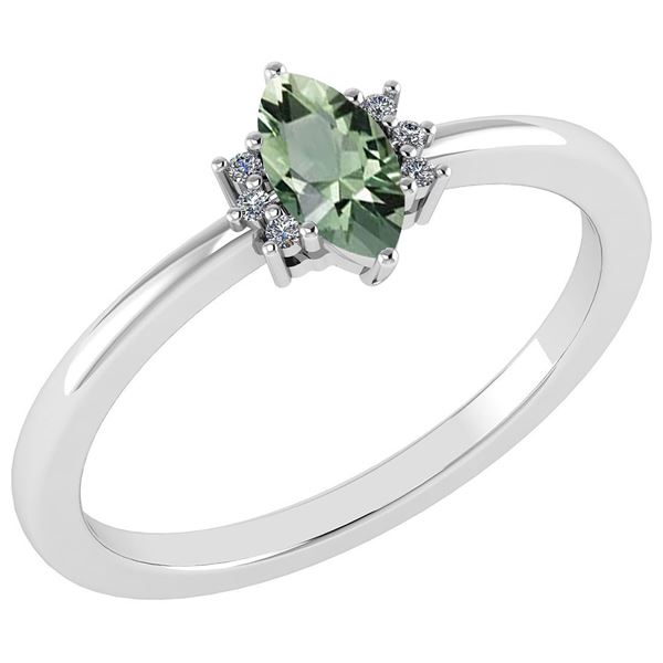 Certified 0.68 Ctw Green Amethyst And Diamond VS/SI1 Ri
