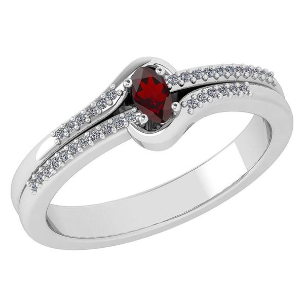 Certified 0.29 Ctw Garnet And Diamond 14k White Gold Ha