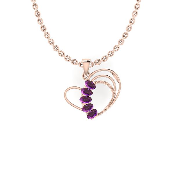 Certified 1.25 Ctw Amethyst 14K Rose Gold Necklace
