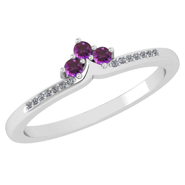 Certified 0.13 Ctw Amethyst And Diamond 14k White Gold