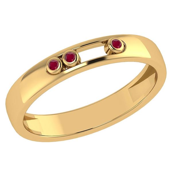 Certified 0.03Ctw Genuine Ruby 14k Yellow Gold Band