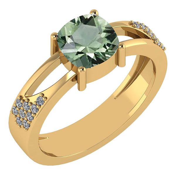 Certified 1.64 Ctw Green Amethyst And Diamond VS/SI1 14