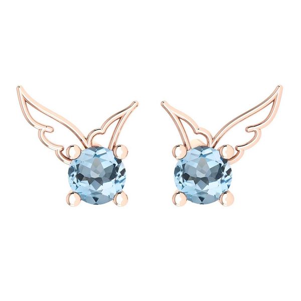 Certified 0.50 Ctw Blue Topaz Stud Earrings 14K Gold Ro