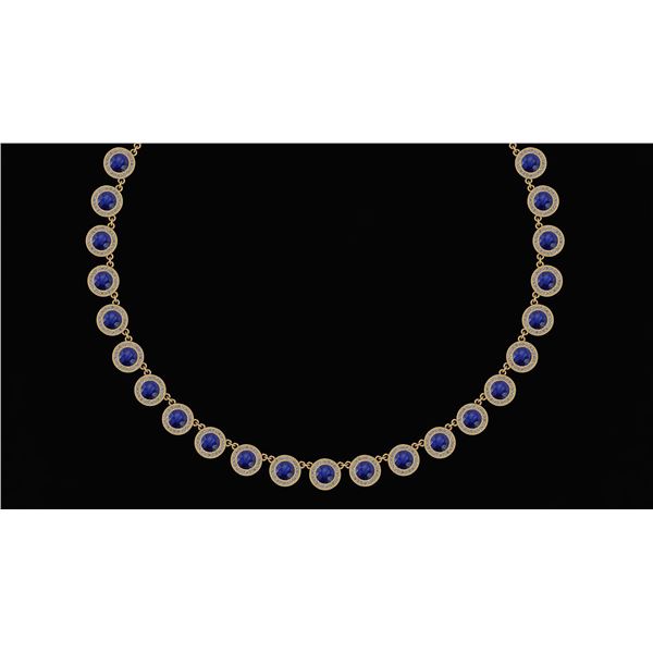 Certified 32.61 Ctw Blue Sapphire And Diamond VS/SI1 Be