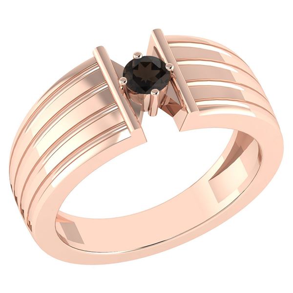 Certified 0.20 Ctw Smoky Quartz Solitaire Ring 18K Rose