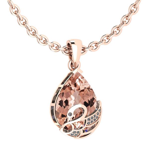 Certified 7.40 Ctw Morganite And Diamond VS/SI1 Necklac