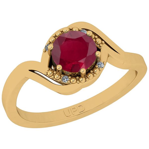 Certified 0.74 Ctw I2/I3 Ruby And Diamond 14k Yellow Go