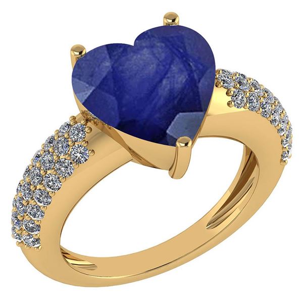 Certified 5.01 Ctw Blue Sapphire And Diamond VS/SI1 Lad