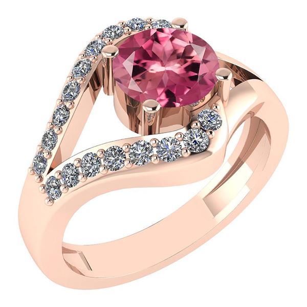 Certified 1.07 Ctw Pink Tourmaline And Diamond VS/SI1 H