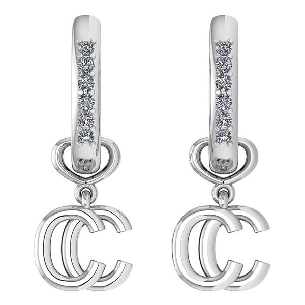 Certified 0.16 Ctw Diamond Alphabet C Earrings For wome