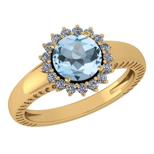 Certified 1.48 Ctw Aquamarine And Diamond Wedding/Engag