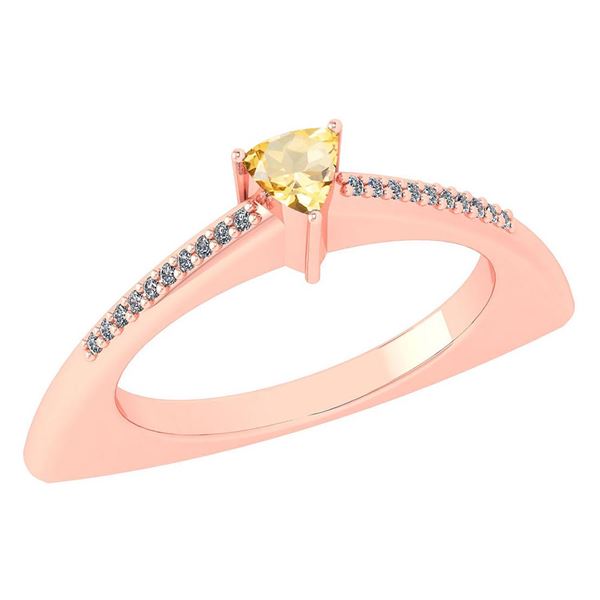 Certified 0.35 Ctw Citrine And Diamond 14k Rose Gold Ha