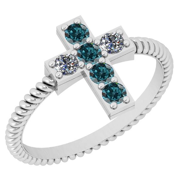 Certified 0.40 Ctw SI2/I1 Treated Fancy Blue & White Di