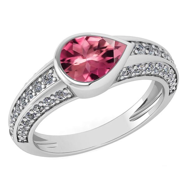 Certified 1.73 Ctw Pink Tourmaline And Diamond Wedding/