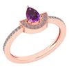 Image 1 : Certified 0.64 Ctw Amethyst And Diamond 14k Rose Gold R