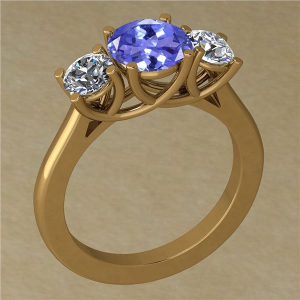 Certified 1.84 Ctw Tanzanite And Diamond VS/SI1 18K Yel