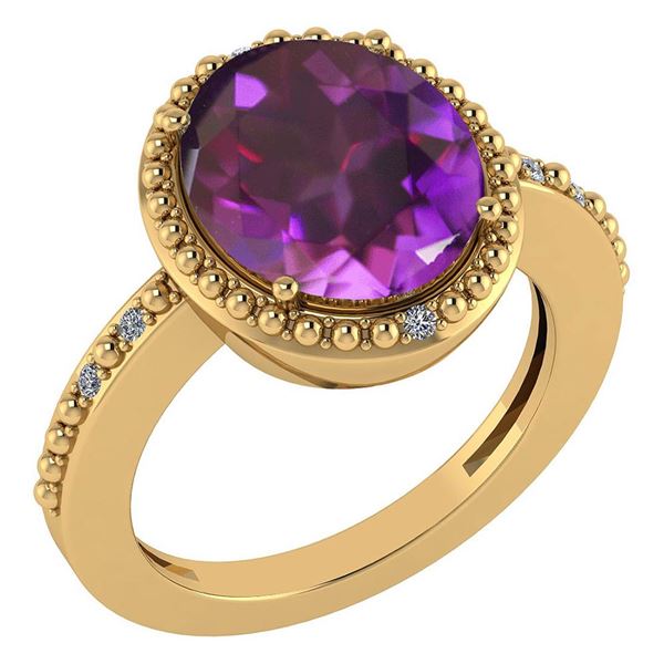 Certified 2.56 Ctw Amethyst And Diamond VS/SI1 Ring 14K