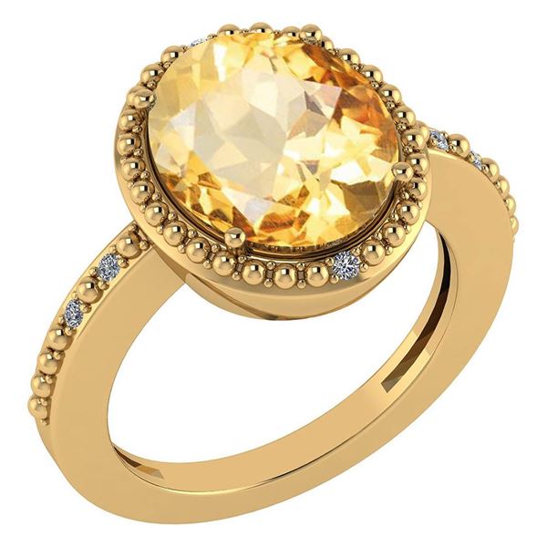 Certified 2.56 Ctw Citrine And Diamond VS/SI1 Ring 14K
