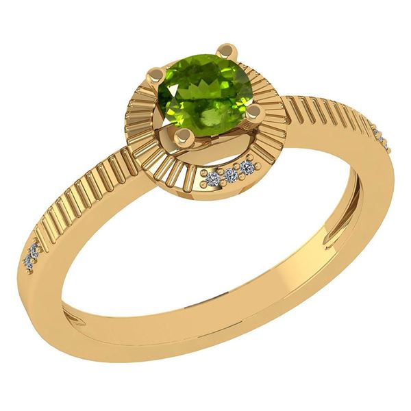 Certified 0.37 CTW Peridot And Diamond 14k Yellow Gold