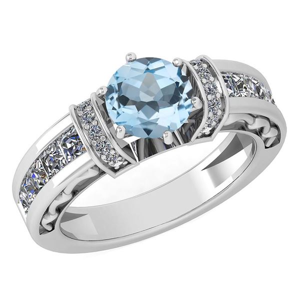 Certified 2.15 Ctw Aquamarine And Diamond 14K White Gol