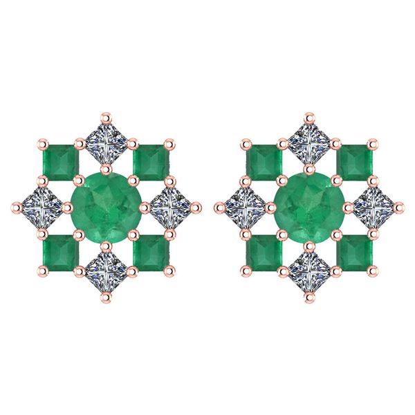 Certified 1.46 Ctw Emerald And Diamond 18k Rose Gold Ha