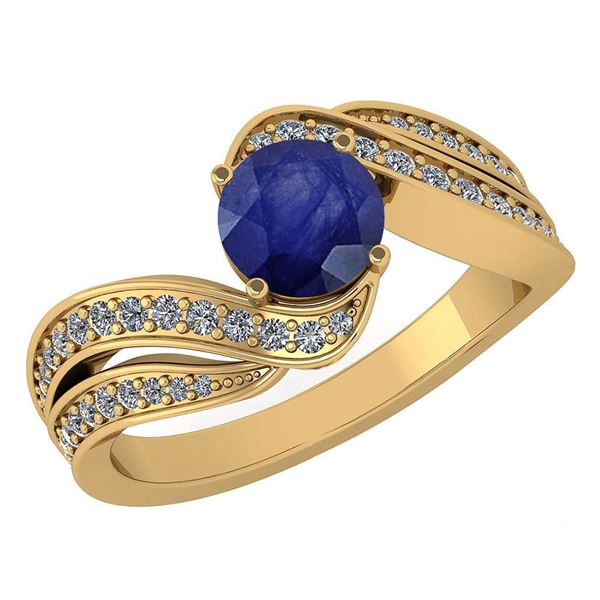 Certified 1.47 Ctw Blue Sapphire And Diamond Wedding/En