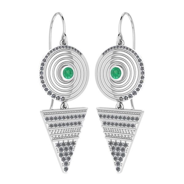 Certified 0.81 Ctw Emerald And Diamond VS/SI1 Wire Hook