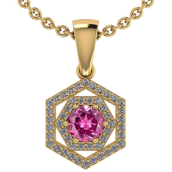 Certified 0.69 Ctw Pink Tourmaline And Diamond 18K Yell