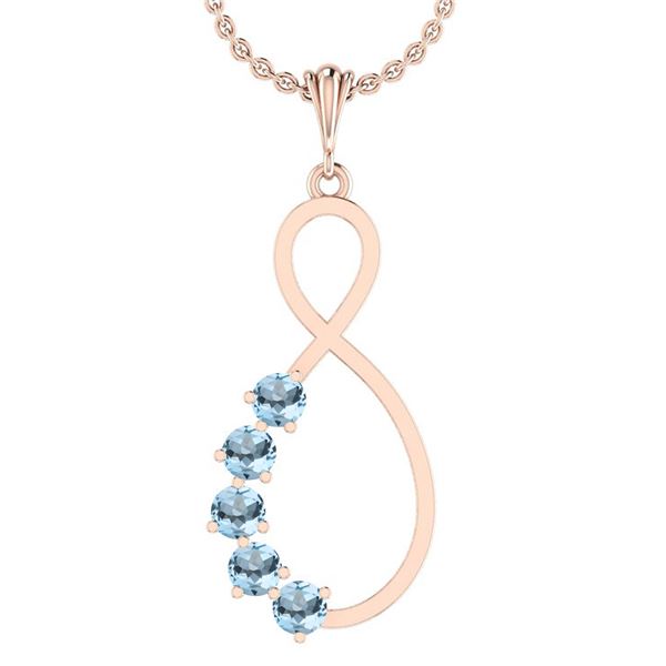 Certified 1.25 Ctw Blue Topaz 18K Rose Gold Pendant