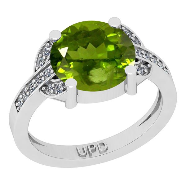 Certified 2.75 Ctw I2/I3 Peridot And Diamond 10K White
