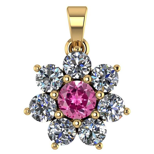 Certified 0.93 Ctw Pink Tourmaline And Diamond 18K Yell