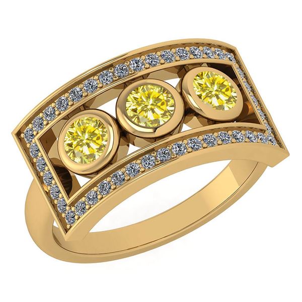 Certified 0.72 Ctw Treated Fancy Yellow Diamond And Whi