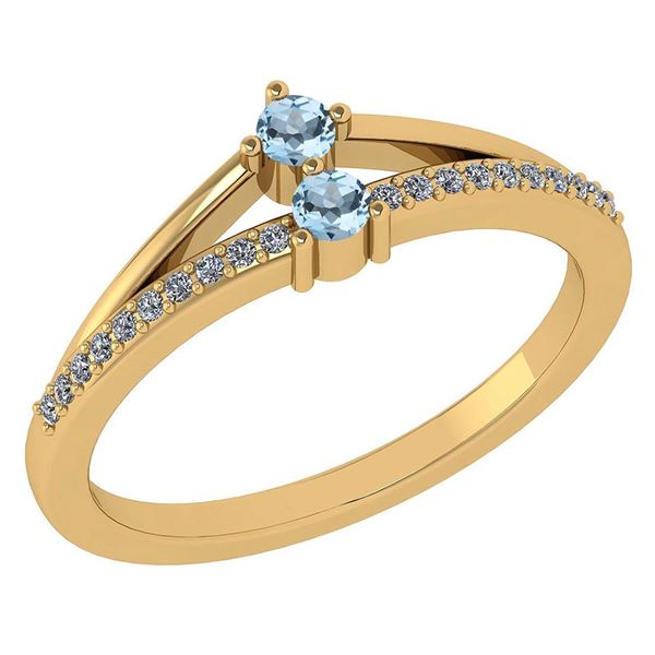 Certified 0.22 Ctw Aquamarine And Diamond 14k Yellow Go