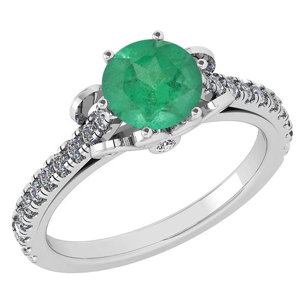 Certified 1.58 Ctw Emerlad And Diamond 14K Yellow Gold