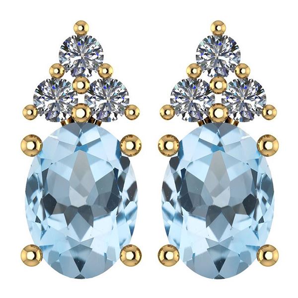 Certified 1.46 Ctw Aquamrine And Diamond Wedding/Engage