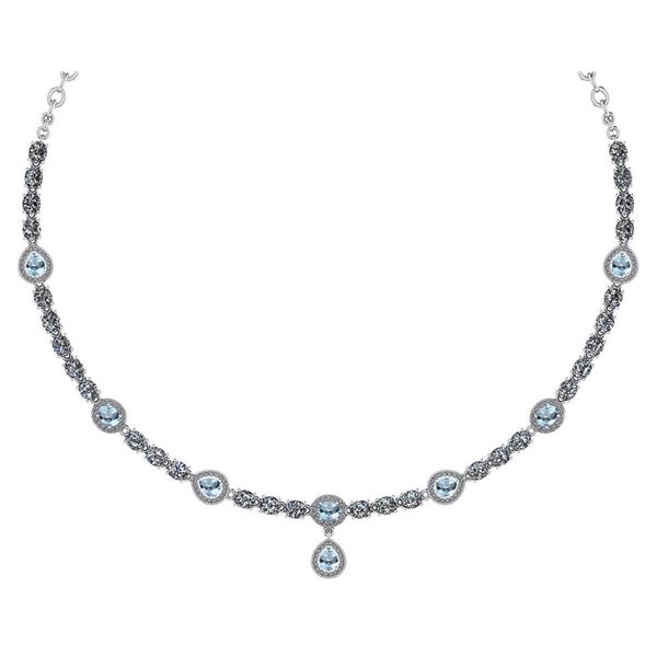 Certified 18.49 Ctw Aquamarine And Diamond Necklace For