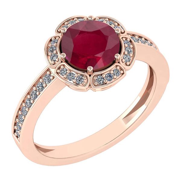 Certified 1.47 Ctw Ruby And Diamond VS/SI1 Engagement H