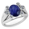 Image 1 : Certified 2.82 Ctw Blue Sapphire And Diamond VS/SI1 Rin