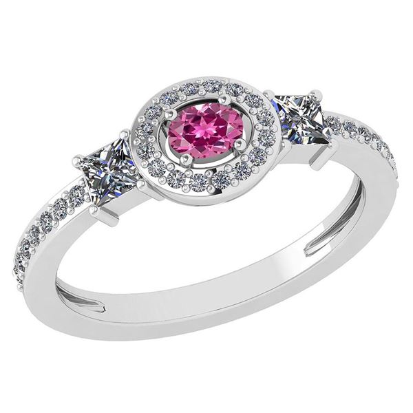 Certified 0.77 Ctw Pink Tourmaline And Diamond 14k Whit