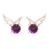 Certified 0.50 Ctw Amethyst Stud Earrings 14K Gold Rose